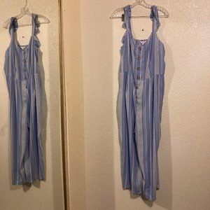 Candie's women's size XXL blue and white striped jumpsuit